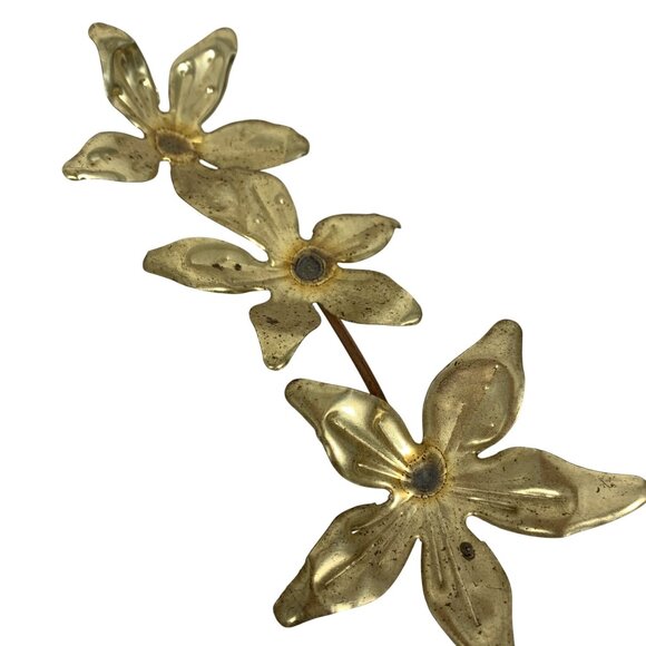 2 Vintage Metal Butterfly Dogwood Flowers Sprays Wall Art Burnished Brass Copper - Picture 4 of 6
